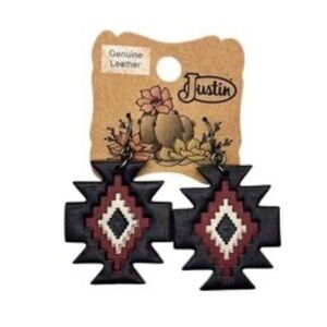 Justin Boots Black and Red Geometric Earrings